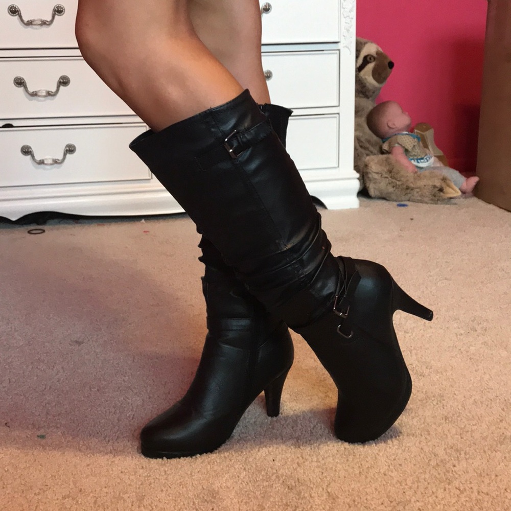 Black high heel boots